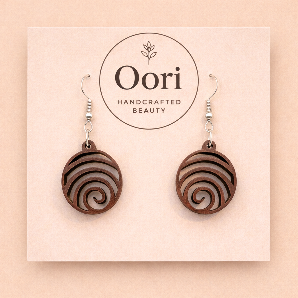 Oori Noir Ocean Spiral Wooden Earrings