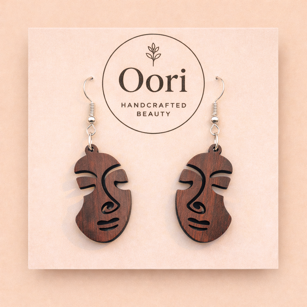 Oori Noir Abstract Muse Wooden Earrings