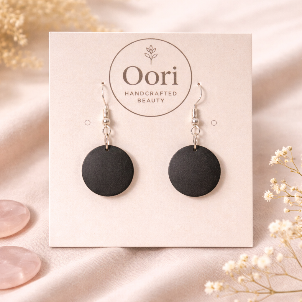 Oori Noir Disc Wooden Earrings