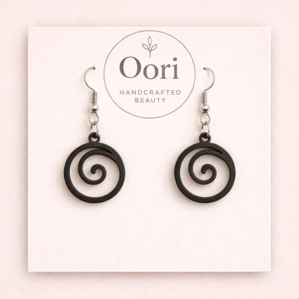 Oori Noir Spiral Aura Wooden Earrings