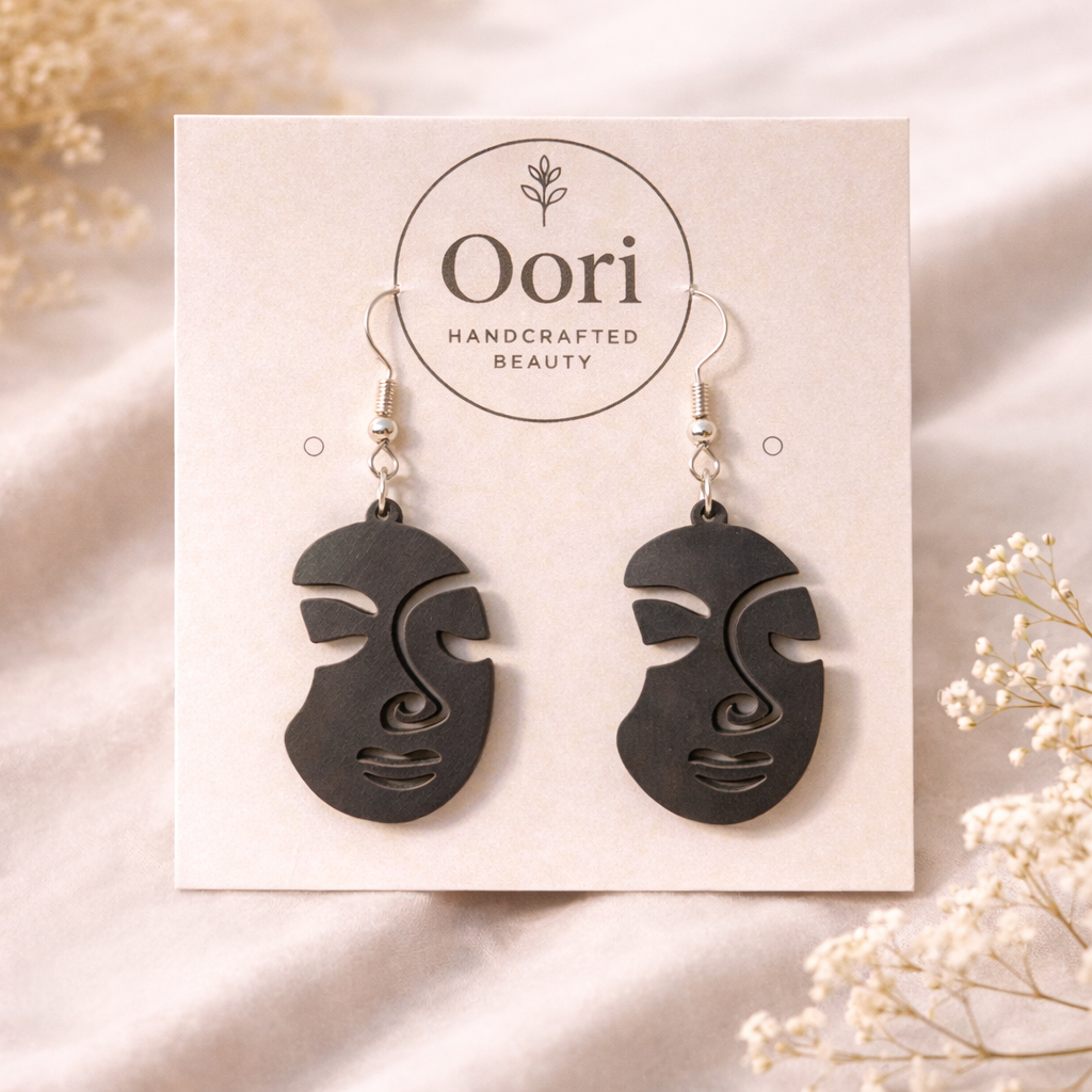Oori Noir Abstract Muse Wooden Earrings