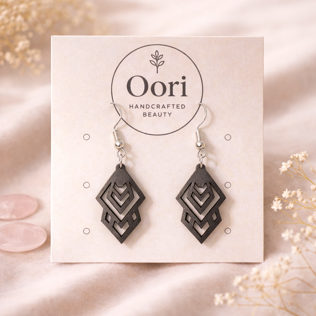 Oori Noir Chevron Crown Drops