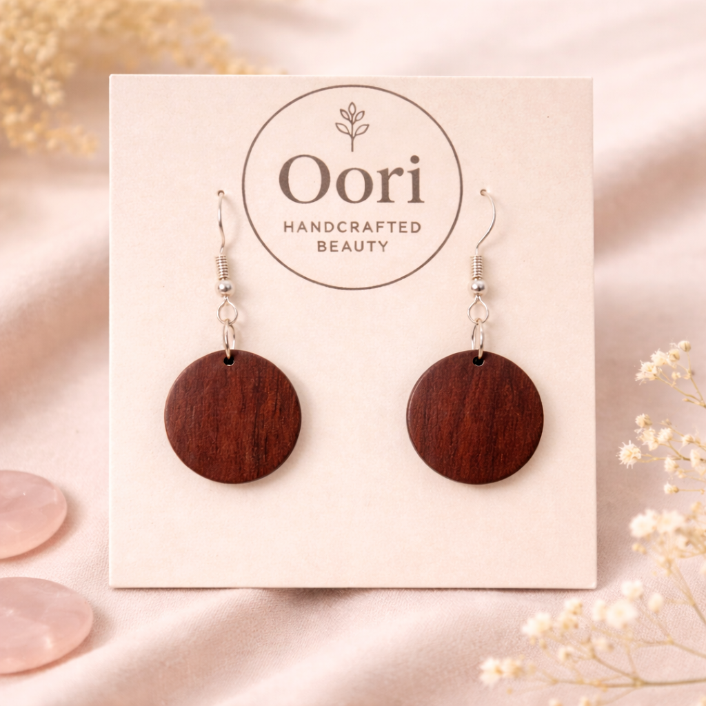 Oori Noir Disc Wooden Earrings