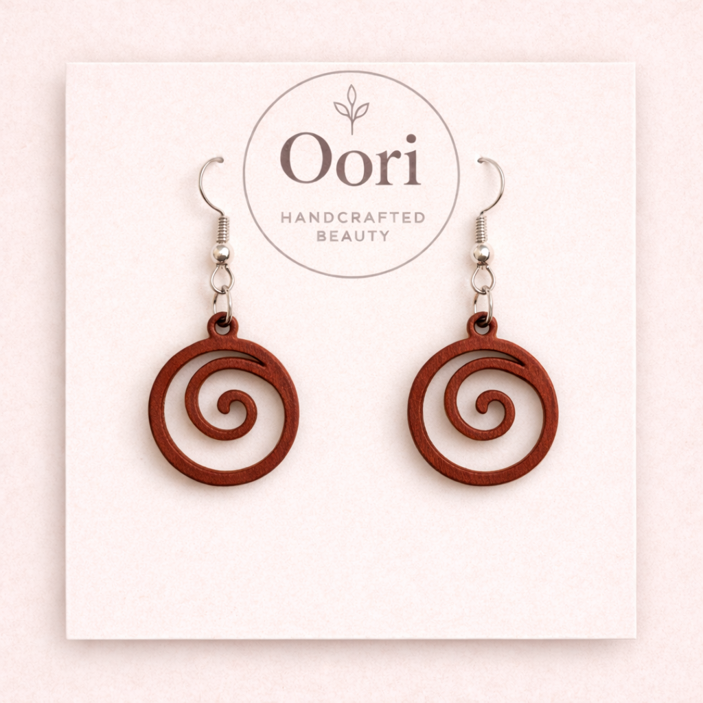 Oori Noir Spiral Aura Wooden Earrings