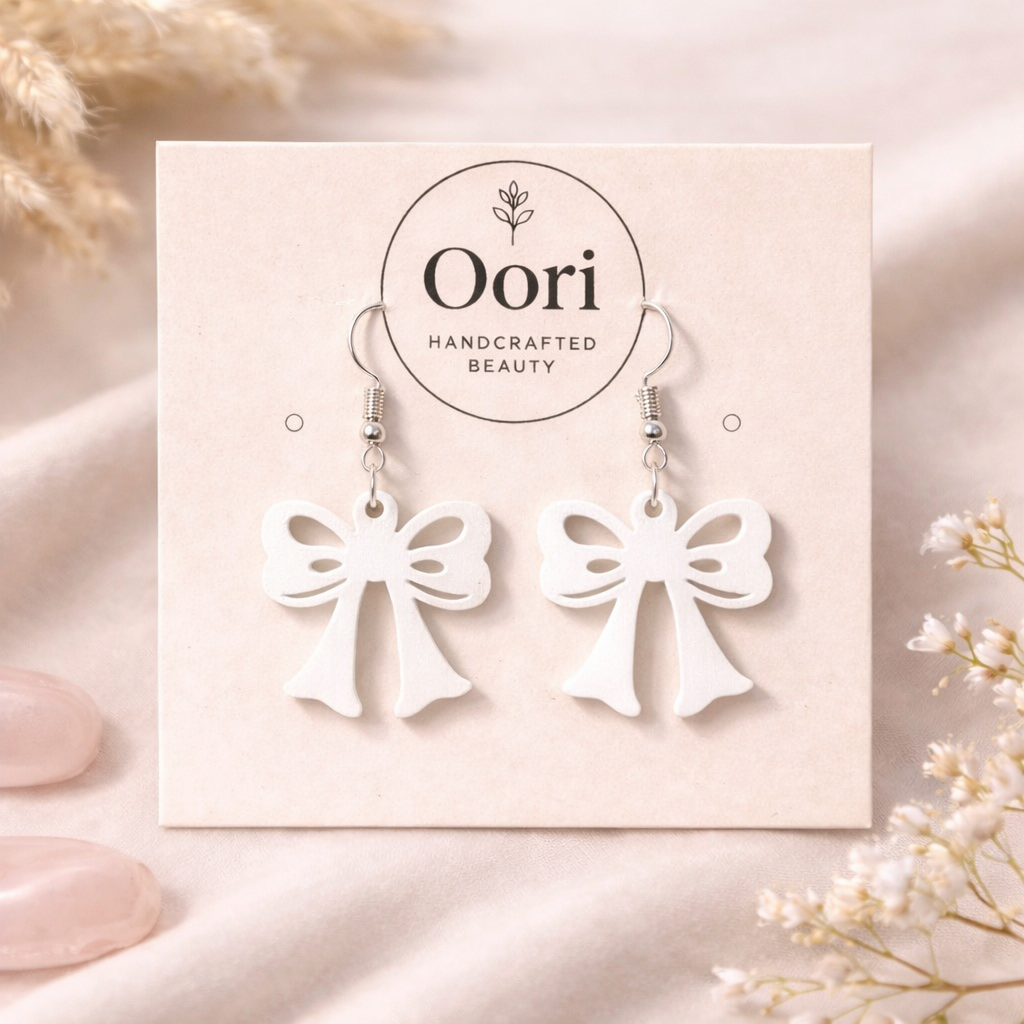 Oori Noir Bow Wooden Earrings