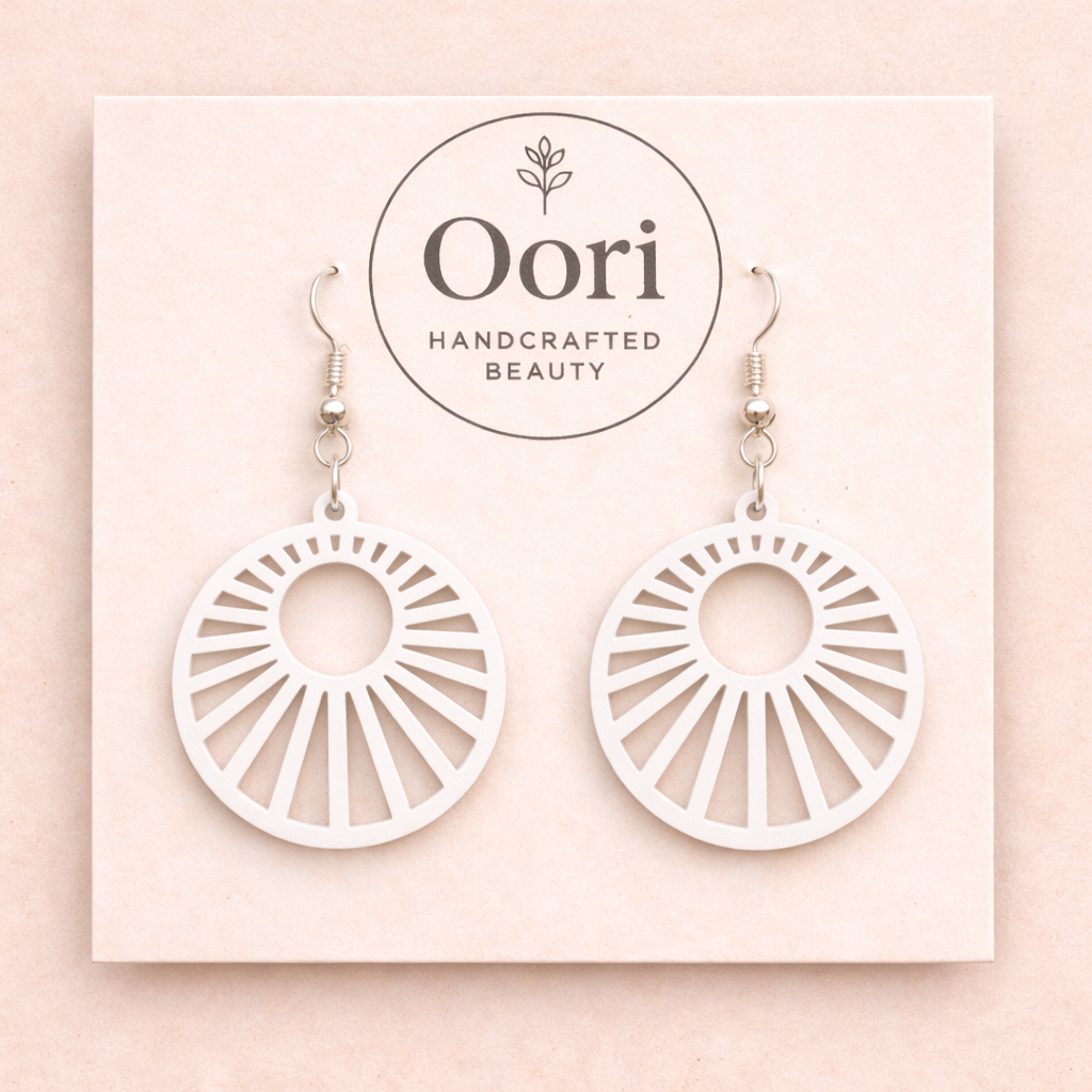 Oori Noir Radiant Halo Wooden Earrings