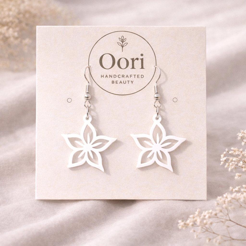 Oori Noir Blossom Star Wooden Earrings