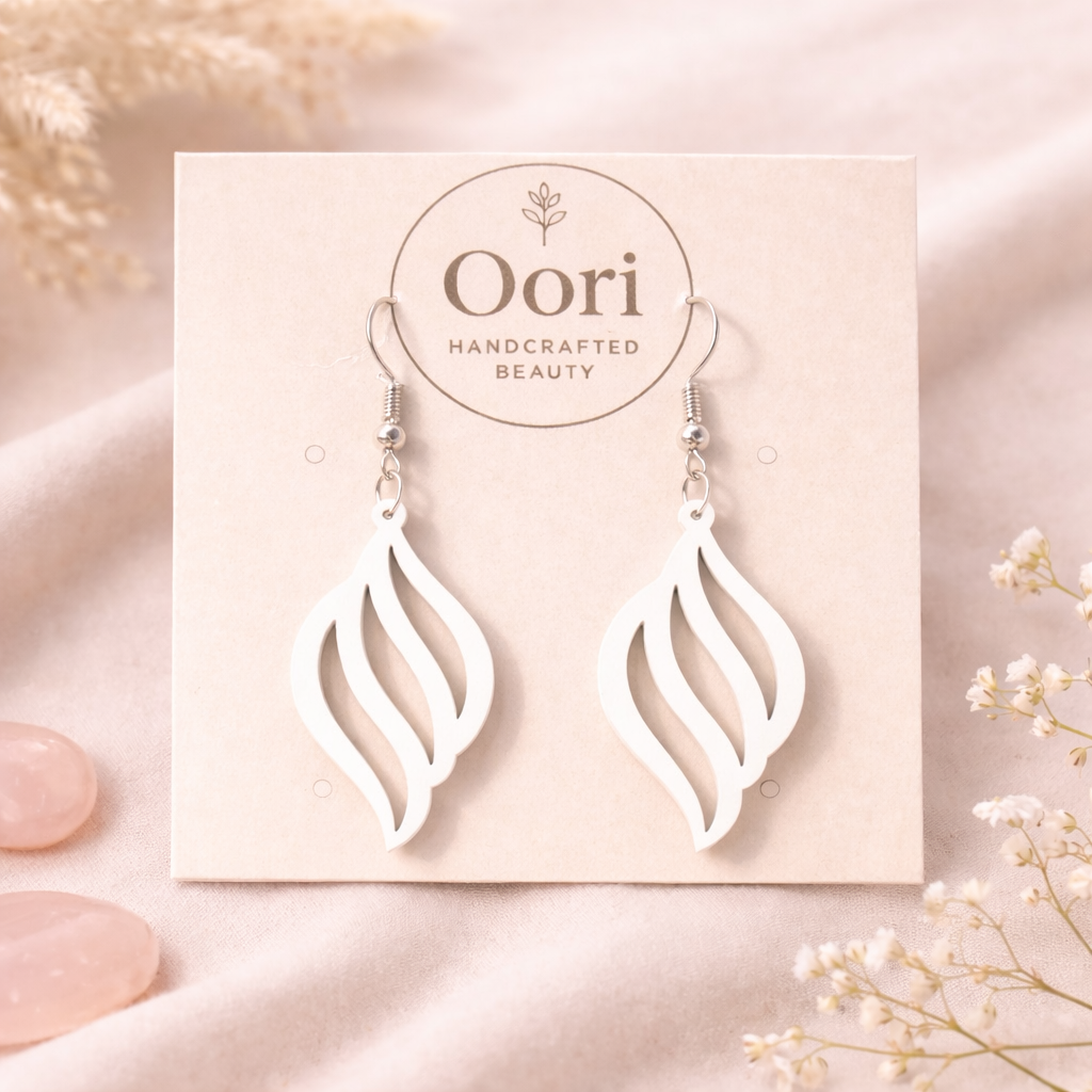 Oori Noir Leaf Flow Wooden Earrings