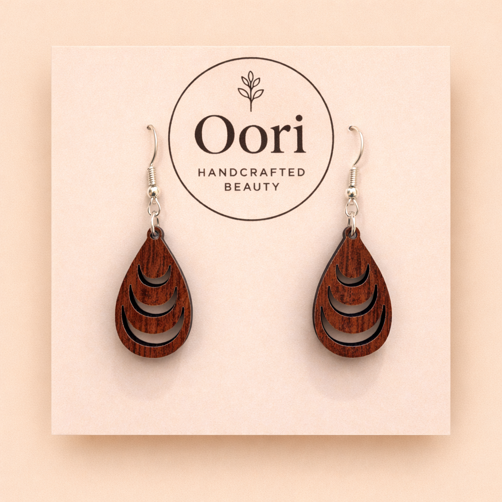 Midnight Triple Crescent Wooden Earrings