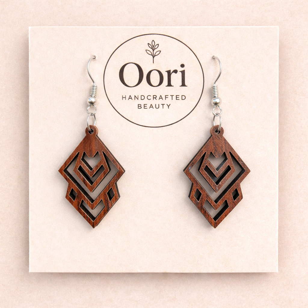 Oori Noir Chevron Crown Drops