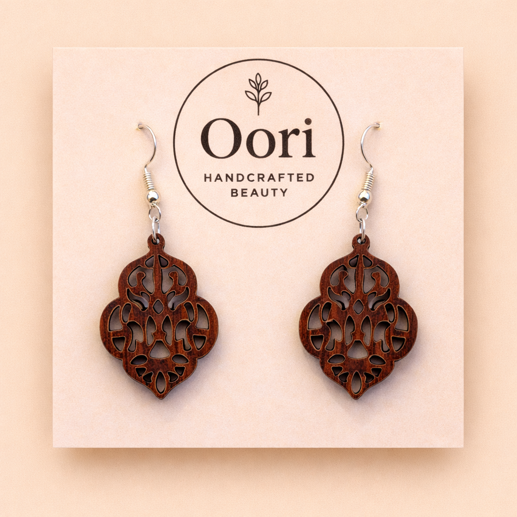 Oori Noir Regal Jaali Wooden Earrings