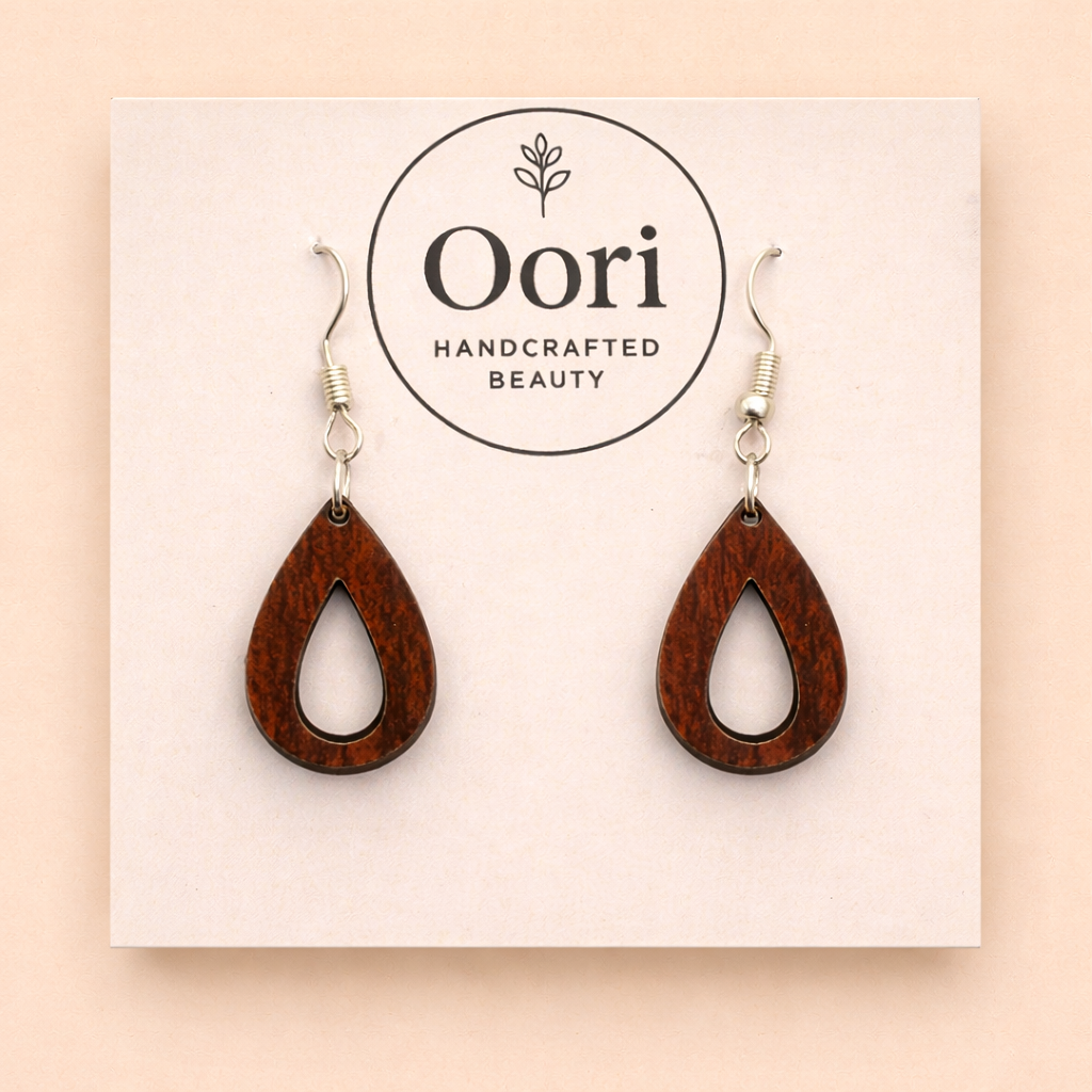 Oori Noir Classic Teardrop Wooden Earrings