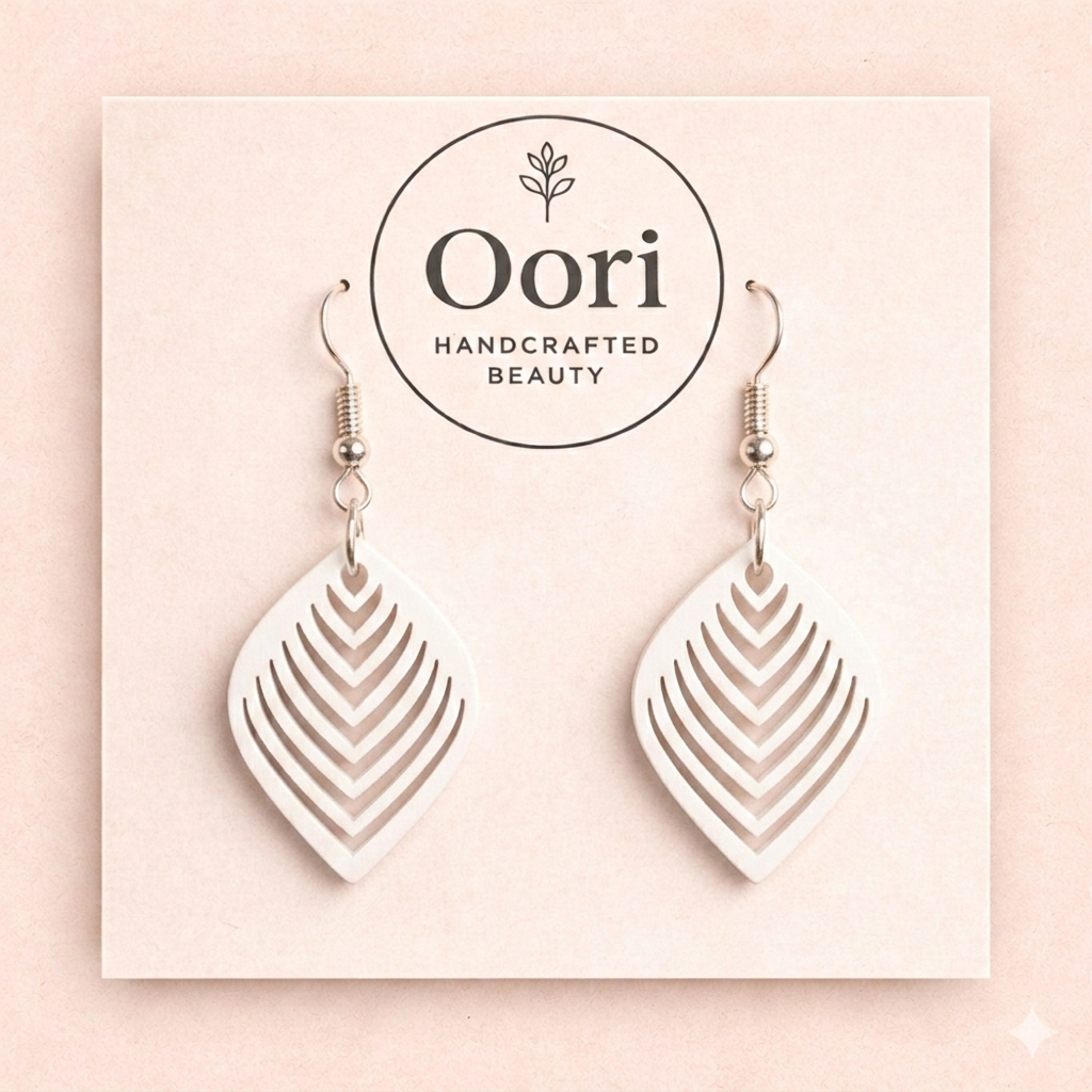Oori Noir Layered Leaf Wooden Earrings
